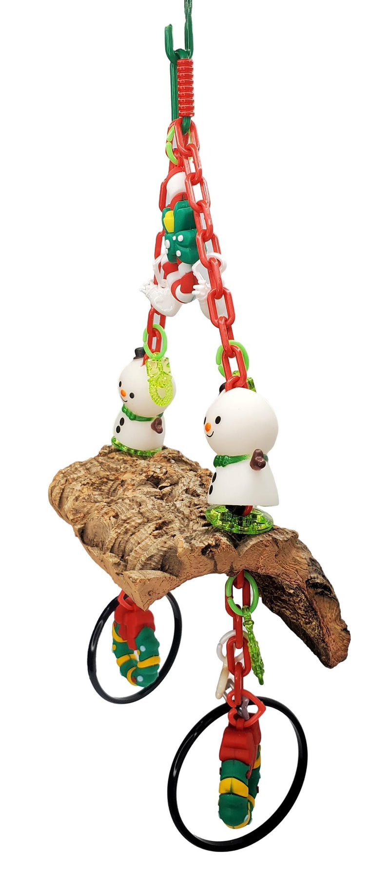 Snowman Hanging Christmas Cork Bark Swing