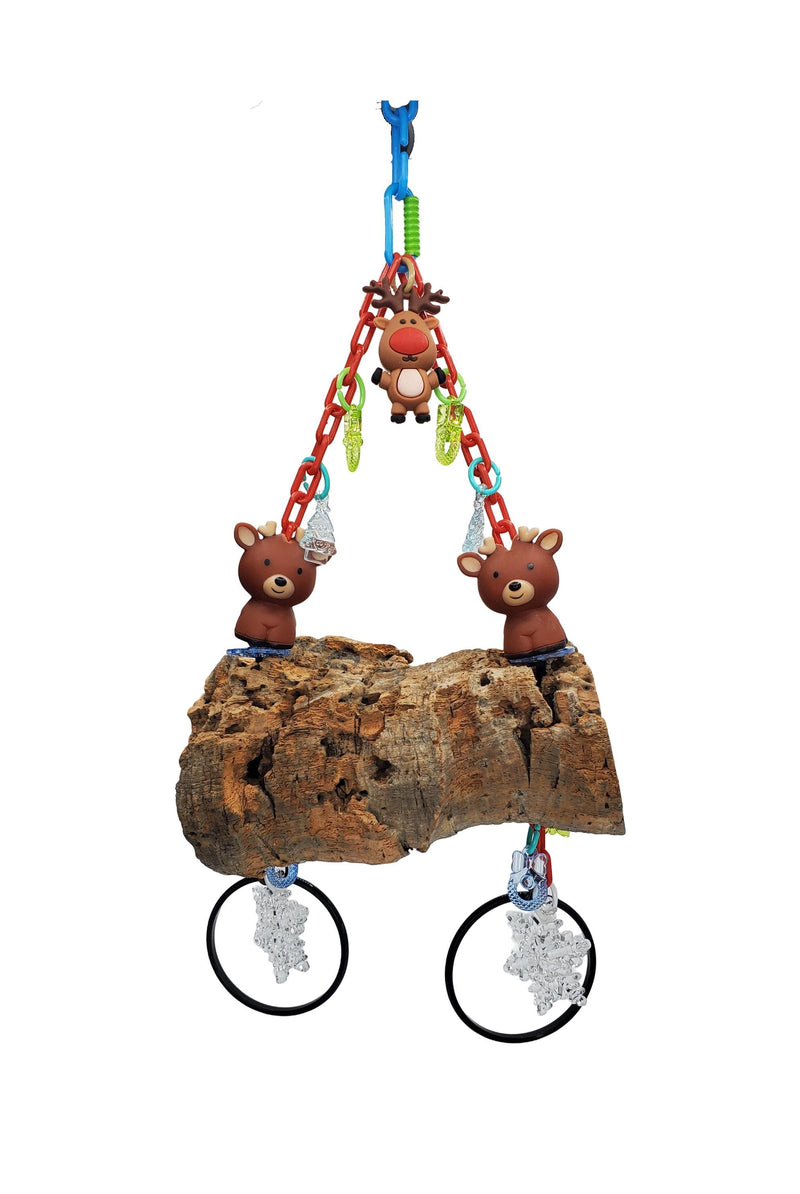 Reindeer Hanging Christmas Cork Bark Swing