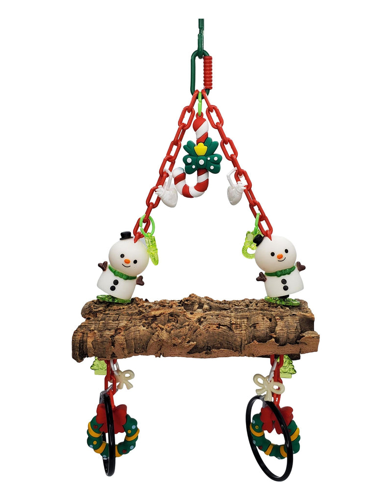 Snowman Hanging Christmas Cork Bark Swing