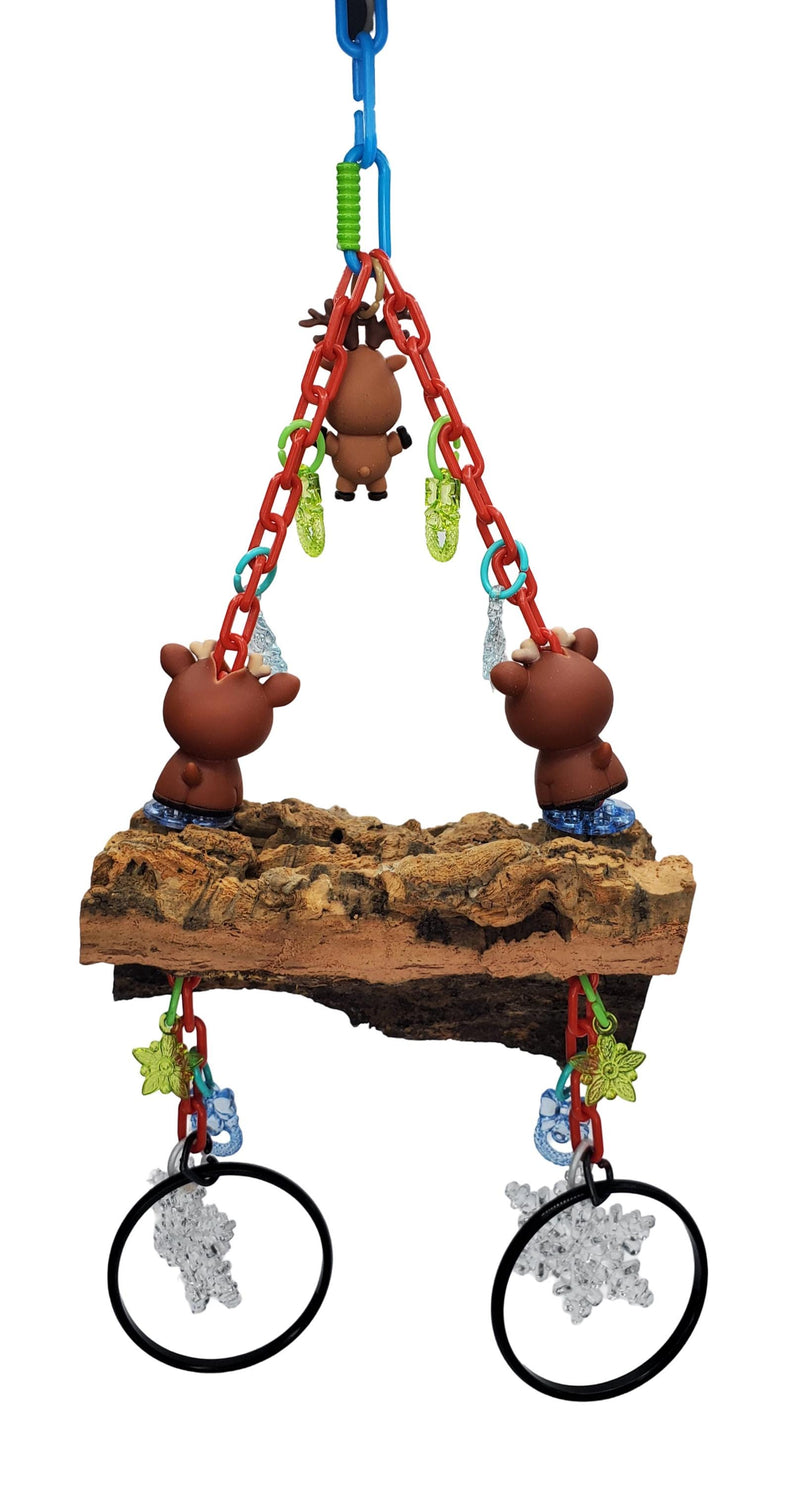 Reindeer Hanging Christmas Cork Bark Swing